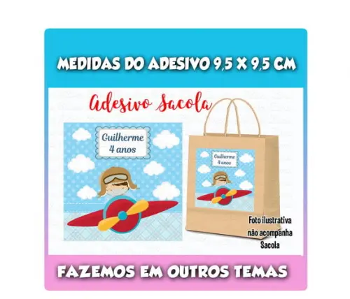 Adesivo para Sacolinha Surpresa Aviador