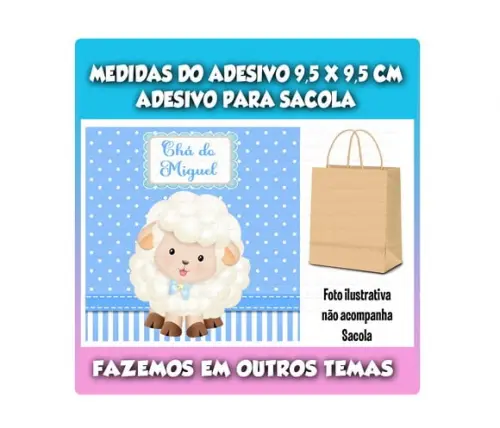 Adesivo Sacola Sacolinha Surpresa Chá de Bebê Ovelhinha