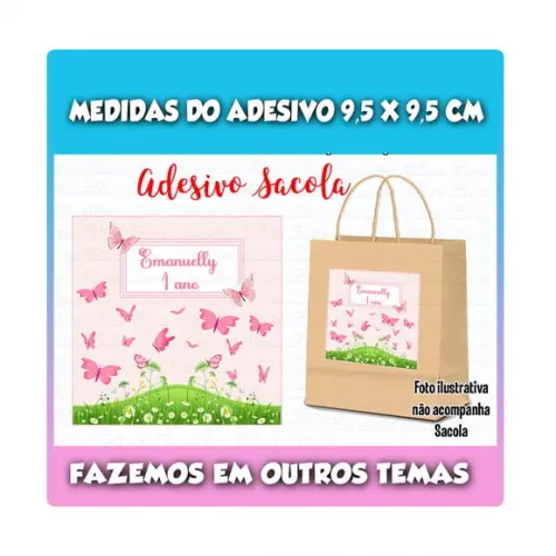 Adesivo para Sacolinha Surpresa Jardim das Borboletas
