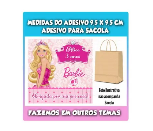 Adesivo para Sacolinha Surpresa Barbie