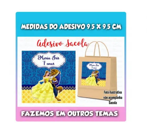 Adesivo para Sacolinha Surpresa a Bela e a Fera