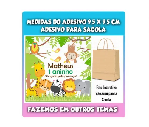 Adesivo para Sacolinha Surpresa Safari