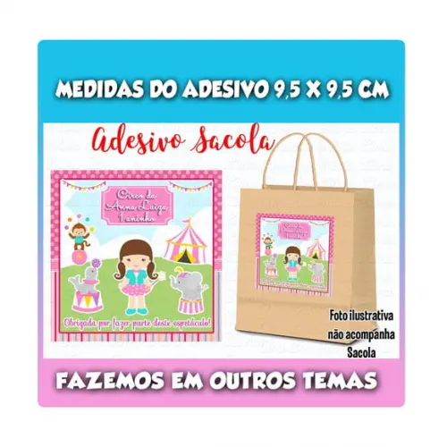 Adesivo para Sacolinha Surpresa Circo Rosa
