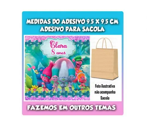 Adesivo para Sacolinha Surpresa Trolls