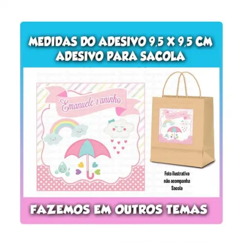 Adesivo Sacola Sacolinha Surpresa Kraft Chuva de Benção Amor