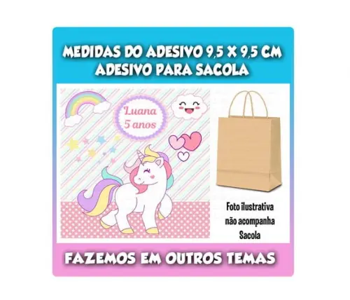 Adesivo para Sacolinha Surpresa Unicórnio
