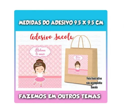 Adesivo para Sacolinha Surpresa Kraft Bailarina