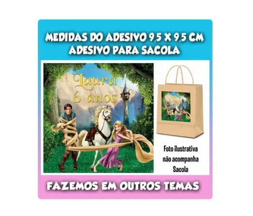 Adesivo para Sacolinha Surpresa Rapunzel
