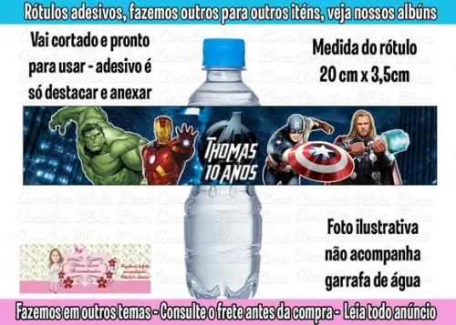 Rótulo Adesivo para Água Vingadores