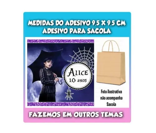 Adesivo para Sacolinha Surpresa Wandinha Addams