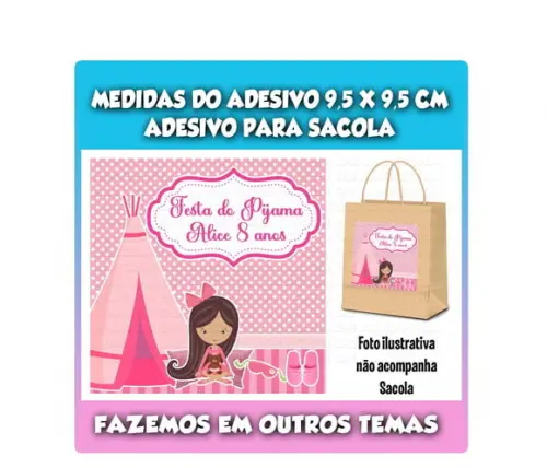 Adesivo para Sacolinha Surpresa Kraft Festa Pijama