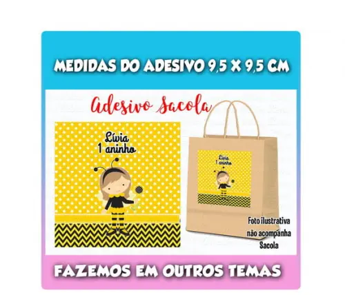 Adesivo para Sacolinha Surpresa Abelhinha