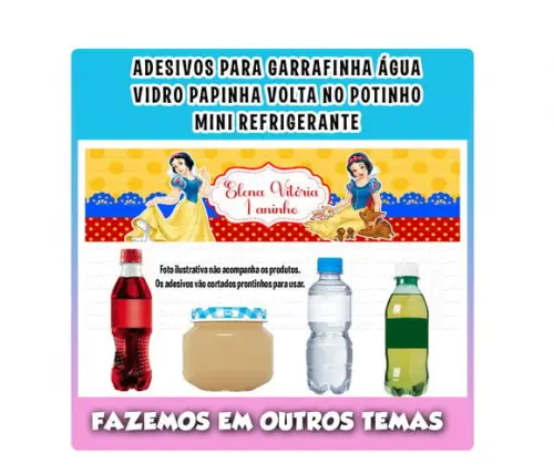 Adesivos para Água Refrigerante Papinha Branca de Neve