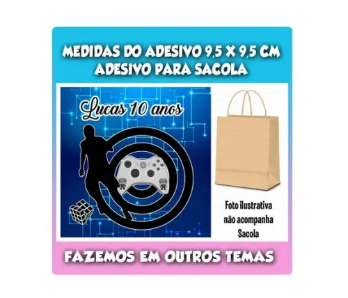 C5fadesivo para Sacolinha Surpresa Festa Vídeo Game