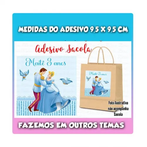 Adesivo para Sacolinha Surpresa Cinderela