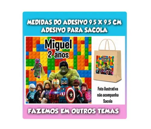Adesivo para Sacolinha Surpresa Lego Vingadores