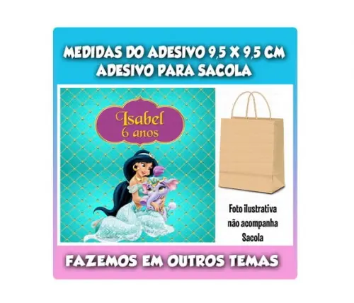 Adesivo para Sacolinha Surpresa Princesa Jasmine
