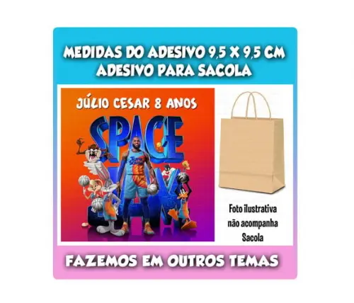 Adesivo para Sacolinha Surpresa Space Jam