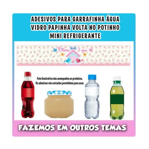 Adesivos Água Refrigerante Papinha Jardim Passarinho Fada