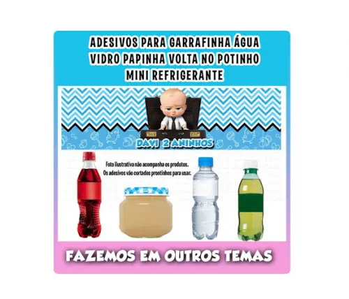 Adesivos Água, Refrigerante, Papinha, Poderoso Chefinho