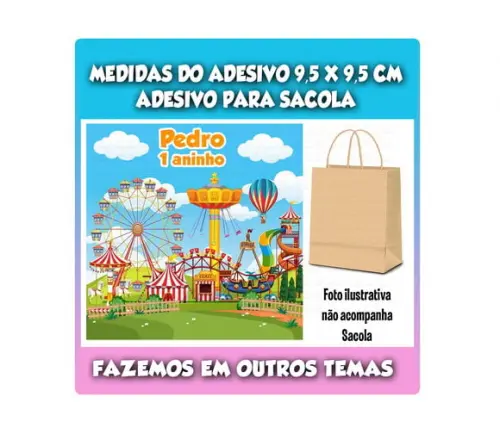 Adesivo para Sacolinha Surpresa Parque de Diversões