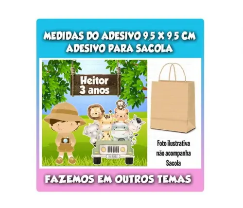 Adesivo para Sacolinha Surpresa Safari