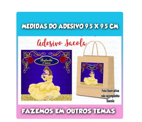 Adesivo para Sacolinha Surpresa a Bela e a Fera