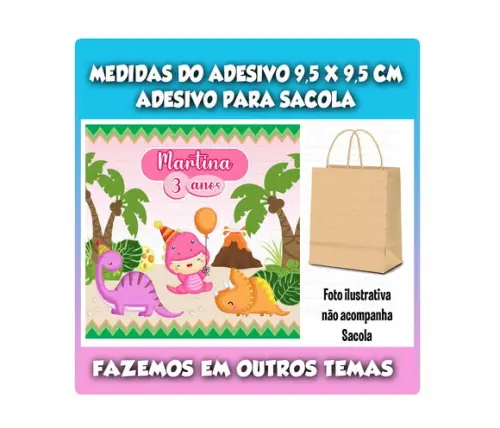 Adesivo para Sacolinha Surpresa Dino Baby Menina