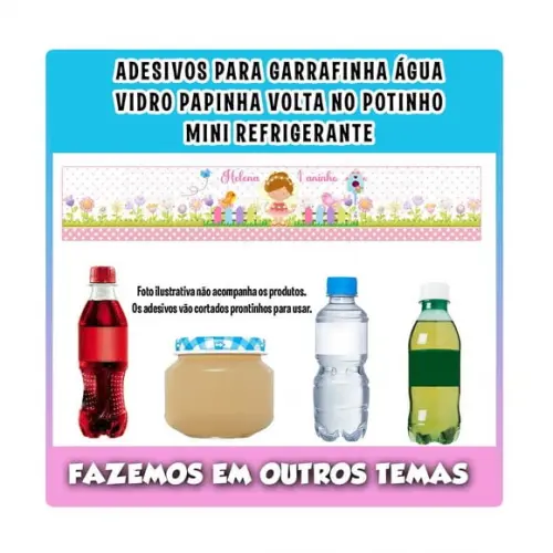 Adesivos Água Refrigerante Papinha Jardim Encantado Fada
