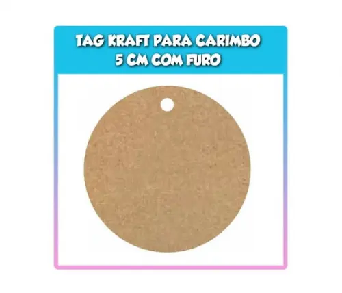 Tag Kraft Redonda para Carimbo 5 cm com Furo