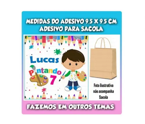 Adesivo para Sacolinha Surpresa Pintando o 7