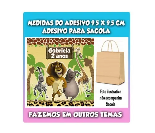 Adesivo para Sacolinha Surpresa Madagascar