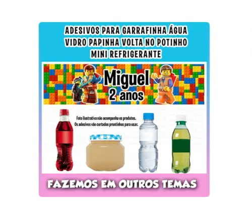 Adesivos Lego Água, Refrigerante, Papinha, Caçulinha