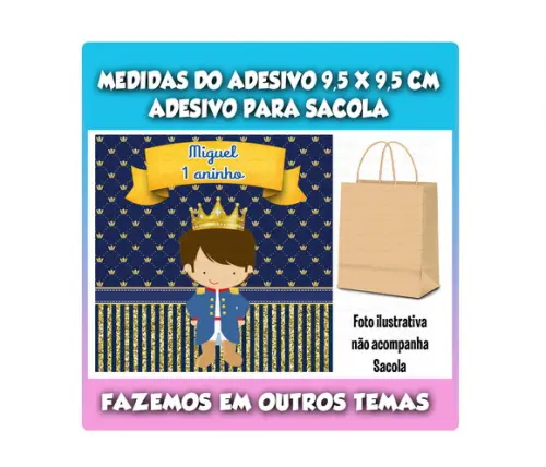 Adesivo para Sacolinha Surpresa Kraft Pequeno Príncipe