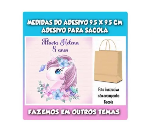 Adesivo para Sacolinha Surpresa Unicórnio