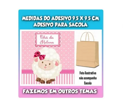 Adesivo Sacola Sacolinha Surpresa Chá de Bebê Ovelhinha
