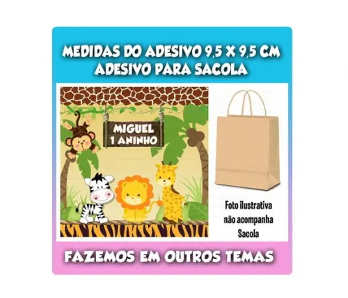 Adesivo para Sacolinha Surpresa Safari