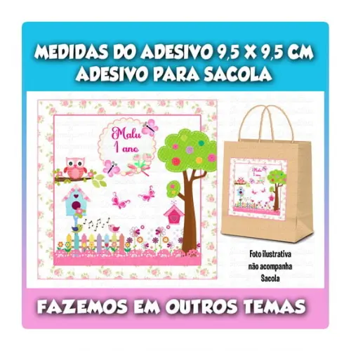 Adesivo Sacola Sacolinha Surpresa Kraf Jardim Encantado Fada