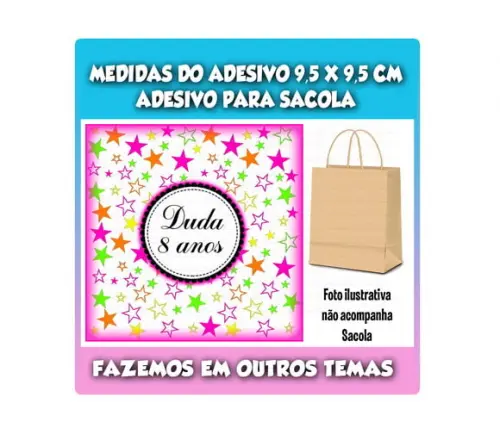 Adesivo para Sacolinha Surpresa Festa Neon