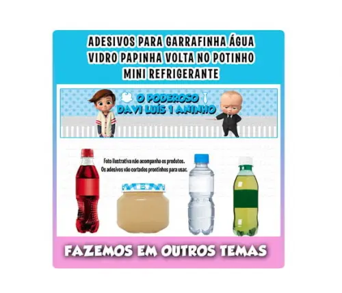 Adesivos Água, Refrigerante, Papinha, Poderoso Chefinho