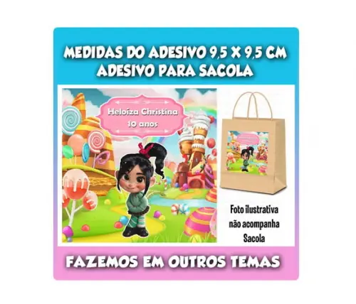 Adesivo para Sacolinha Surpresa Vanellope Detona Ralph
