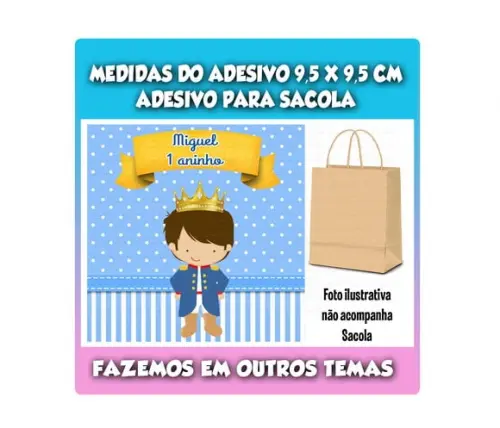 Adesivo para Sacolinha Surpresa Kraft Pequeno Príncipe