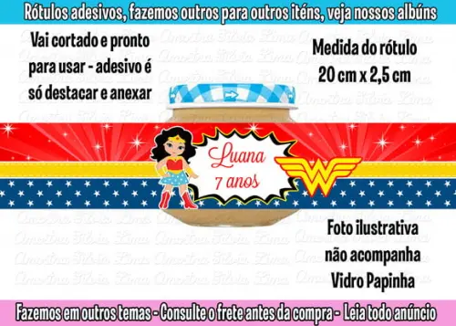Adesivo para Potinho de Papinha Mulher Maravilha