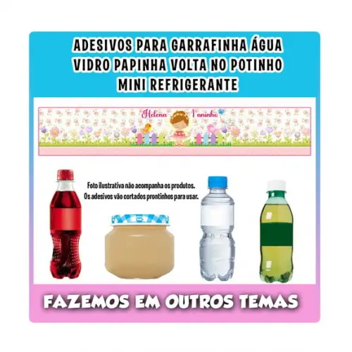 Adesivos Água Refrigerante Papinha Jardim Encantado Fada