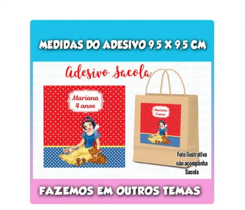 Adesivo para Sacolinha Surpresa Branca de Neve