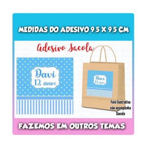 Adesivo para Sacolinha Surpresa Azul e Branco