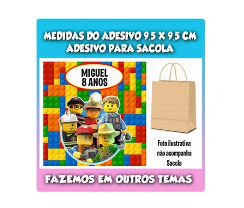 Adesivo para Sacolinha Kraft Surpresa Lego