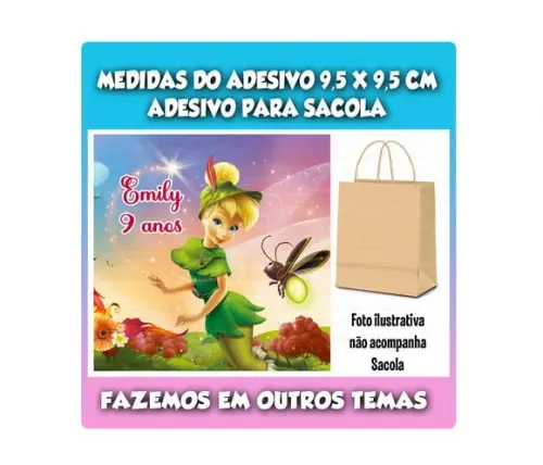 Adesivo para Sacolinha Surpresa Sininho Tinker Bell