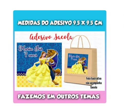 Adesivo para Sacolinha Surpresa a Bela e a Fera