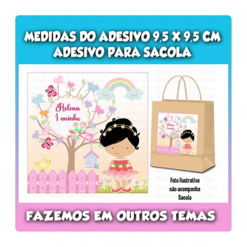 Adesivo Sacola Sacolinha Surpresa Kraf Jardim Encantado Fada